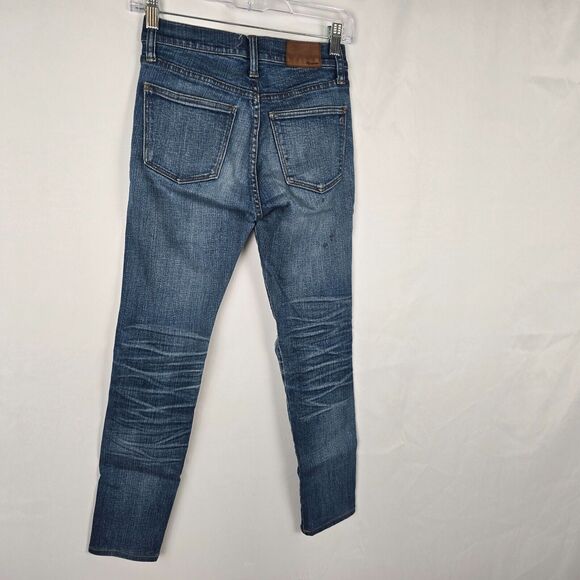Madewell Jeans Women's 24 Blue 9" High Riser Skinny Skinny Medium Wash Distress - Picture 14 of 16